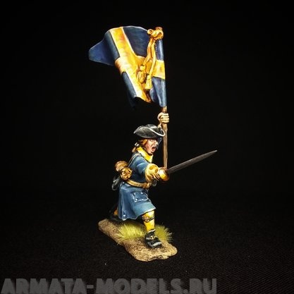 5263ТБ ВИМ, шведский  унтер-офицер со знаменем (Лейб-гвардия), Северная  война, 1/35 Три Богатыря