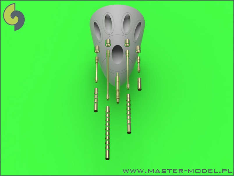 AM-32-086 P-38 Lightning - раннее вооружение (Браунинги 50-го калибра с просверленными охлаждающими кожухами и ранними и поздними 20-мм наконечниками пушек)