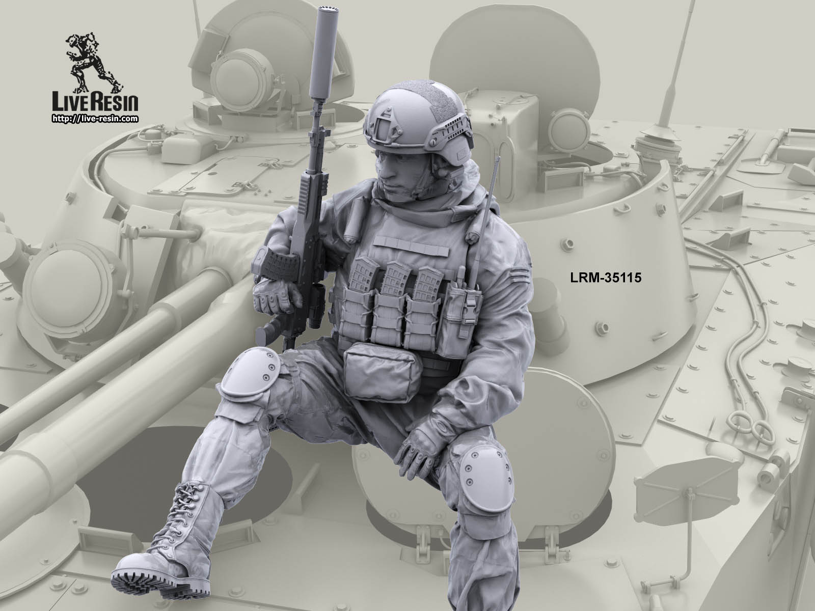 LRM35115 Современные Российские солдаты на броне БМП, Танка - командир Live Resin