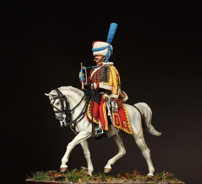 5430SOGA Trumpeter of the elite company 9th hussar regiment. France. 1812-13 years. SOGA Miniatures