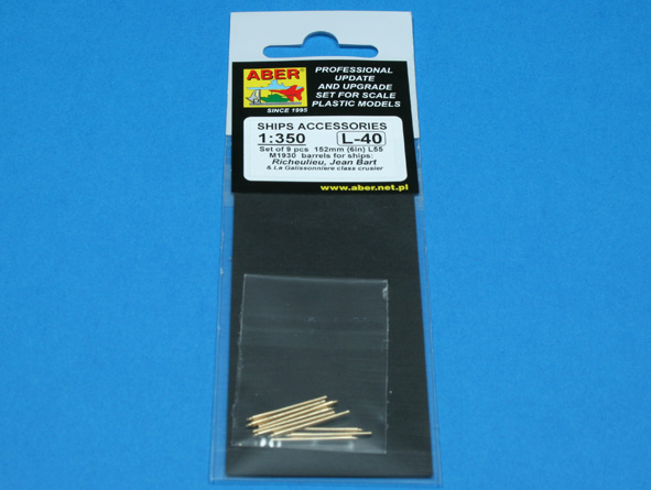 ABR-1:350-L-40  Дополнения для  Set of 9 pcs  152mm barrels for ships Richeulieu, Jean Bart & Galissonniere clas crusier для  1/350