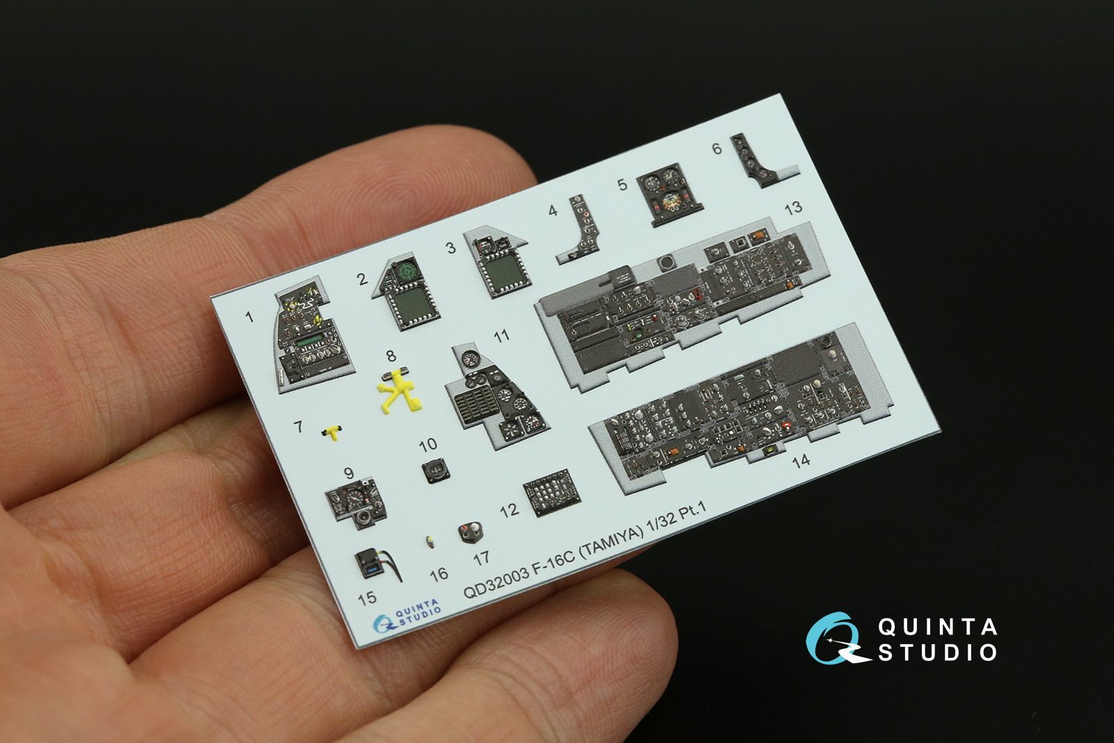 QDS-32003 3D Декаль интерьера кабины F-16C (Tamiya) (малая версия)