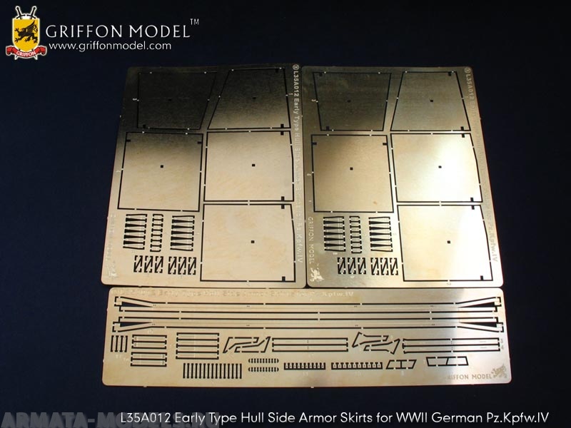 L35A012GR Early Type Hull Side Armor Skirts for WW II German Pz.Kpfw.IV  (for Dragon All Pz.Kpfw.IV Ausf.G & Gunze Sangyo M15 Kits) 1/35