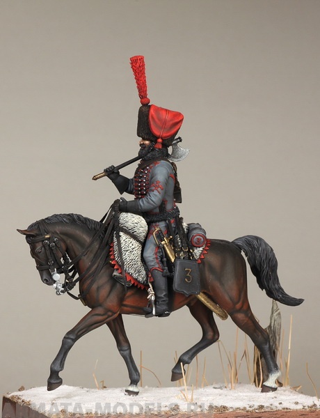 5435SOGA Sapper of the 3rd hussar regiment in full dress uniform. France. 1806 year. SOGA Miniatures