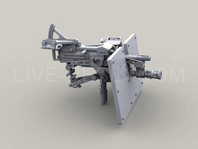 LRE35078 Автоматический гранатомёт MK19-3 40mm Grenade Machine Gun на лафете MK93 с широким бронированным щитом S.A.G. (Save-A-Gunner) и поисковым фонарём Polarion Night Reaper CSWL