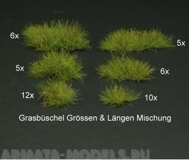 GL307 Grass Tufts, different sizes & shapes, mid green