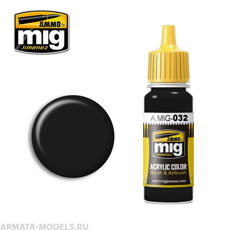 AMIG0032 Ammo Mig Акриловая краска SATIN BLACK 17 мл