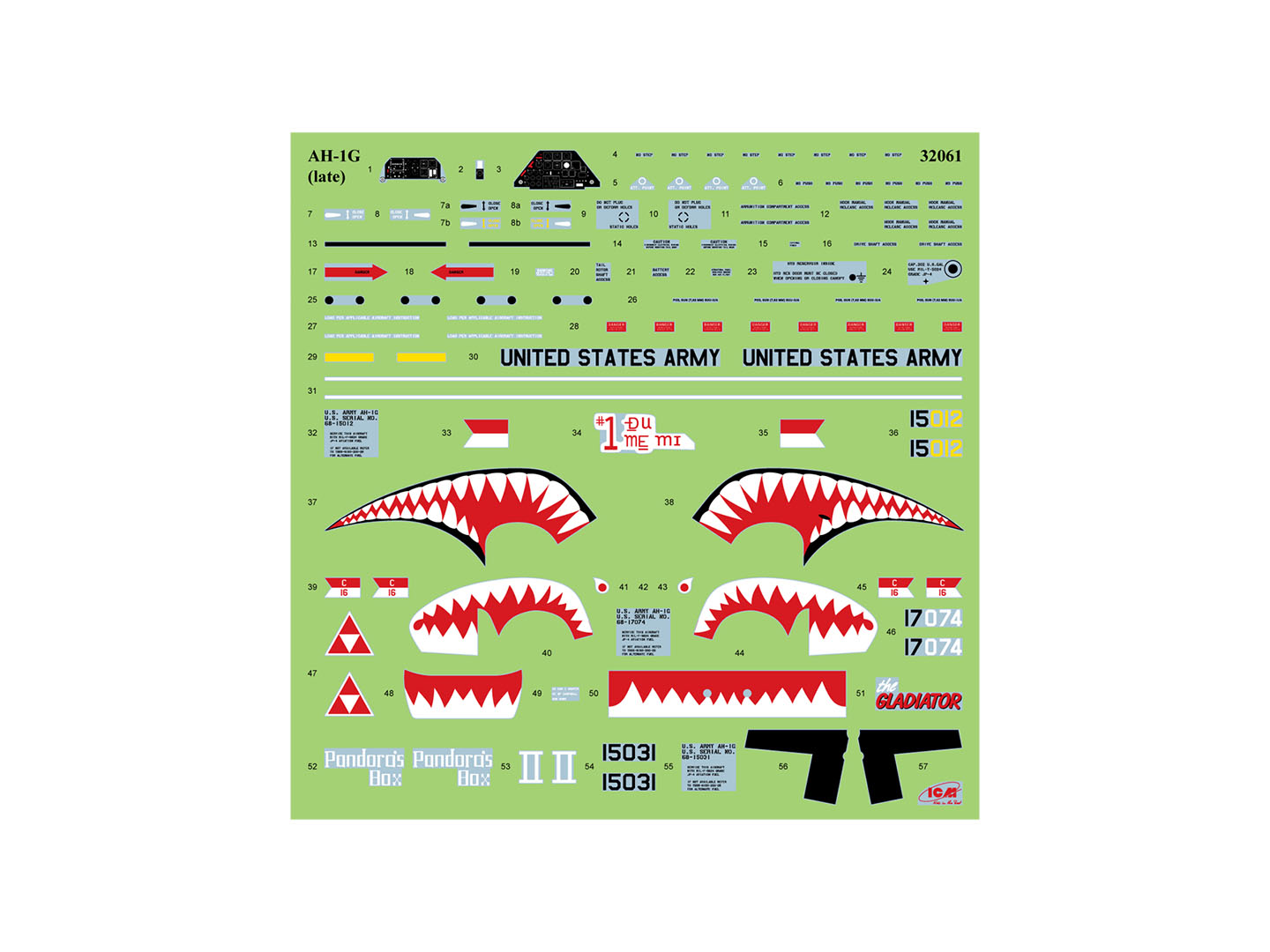 32061 Американский ударный вертолет AH-1G “Cobra” (позднего производства), 1/32 ICM ICM
