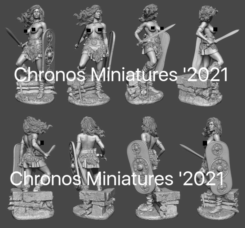 CHM-54249(M). Миры Фэнтези: Кельтская женщина-воин. 54 мм. Материал - белый металл. Chronos Miniatures