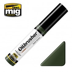 AMIG3507 Ammo Mig Масляная краска с тонкой кистью-апликатором DARK GREEN (Oilbrushers)