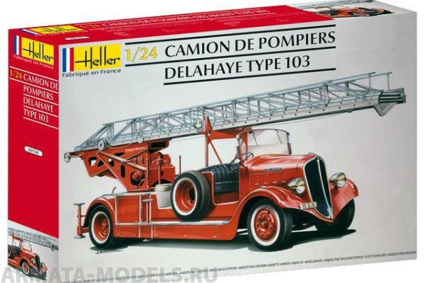 80780 Автомобиль  CAMION DE POMPIERS DELAHAYE TYPE 103 BONNEVILLE (1:24) Heller