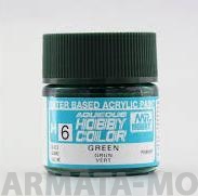 H006  Краска водоразбавляемая художественная т.м. MR.HOBBY  10мл  GREEN