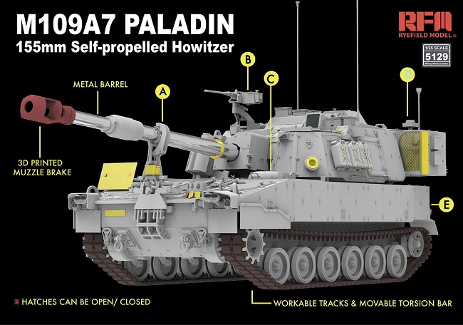 RM-5129 Сборная модель Самоходная гаубица M109A7 Paladin Rye Field Model (RFM)
