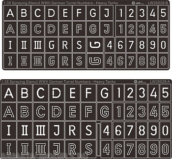 LW35028 spraying stencil WWII german turret number & letters Large