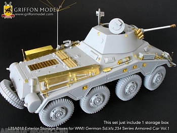 L35A018GR  Exterior Storage Boxes for WW II German Sd.Kfz.234 Series Armored Car Vol.1 (for Dragon 6256/6257/6298 Kit) 1/35