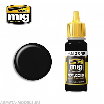 AMIG0046 Ammo Mig Акриловая краска MATT BLACK 17 мл